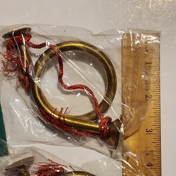 Vtg 2 New old stock Solid Brass french horn ornaments - Picture 3 of 7